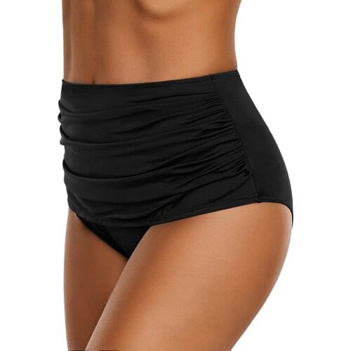 High Waisted Bikini Bottoms Swimwear Shorts Pleated White Bathing Suit Bottoms Tankini Women Swim skirt swimsuit Briefs panties