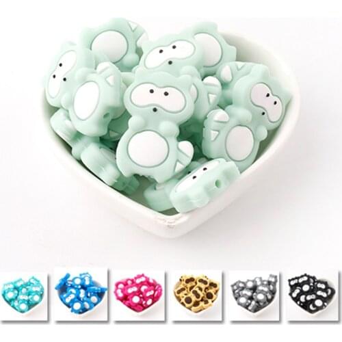 Bite Bites Raccoon Siilicone Teether Beads 3pc Food Grade Silicone DIY Teething Necklace Bracelet Made Accessories Baby Teether