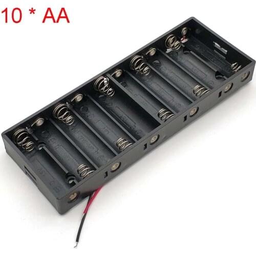 AA Size Power Battery Storage Case Box Holder Leads With 10 Slots Container Bag DIY Standard Batteries Charging DC15V