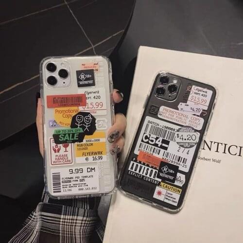 Warm reminder Silicone Cases for iphone 11 12 Pro xs Max 5 5S 6 6S 7 8 Plus X XR 12 Mini Clear Bar code label Couples Cover