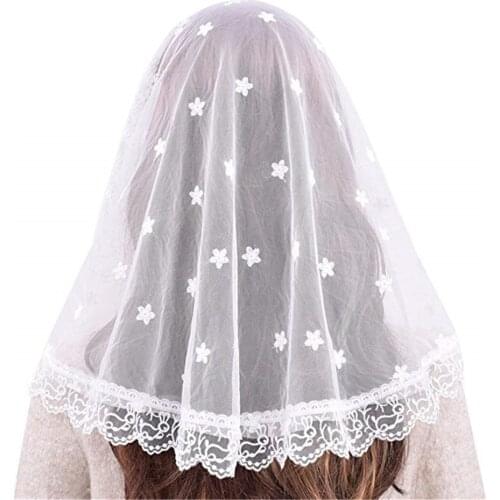 Black white Women Lace Catholic Veil Mantilla for Church Head Covering Latin Mass vela negra Voile Dentelle Mantilla Trational