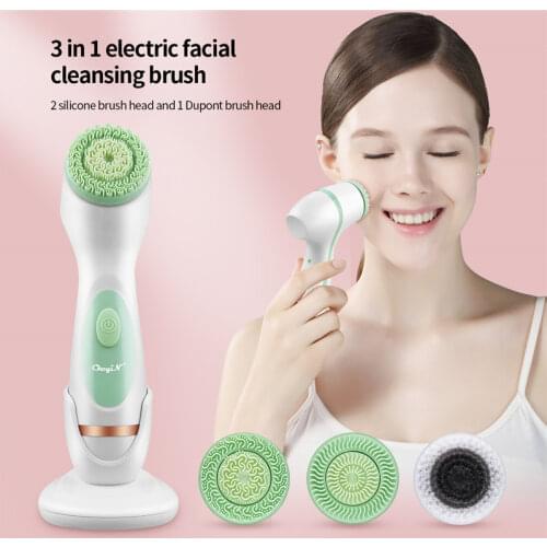 CkeyiN Facial Cleansing Brush 3 in 1 Electric Spin Face Brush Skin Exfoliating Deep Cleansing Massager Rechargeable Pore Cleaner