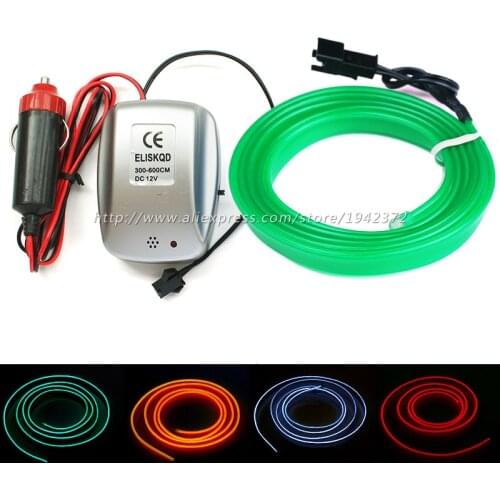 1/ 3/ 5Meters Car Decorative Lights EL Salon Wire Cold Neon Light Line with Voice Sound Controller Driver Inverter Car Styling