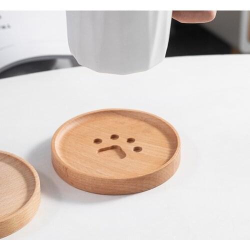 Wooden coffee cup pad bears paw insulation cup care hot tea water coaster creative camphor mat ZP7051606