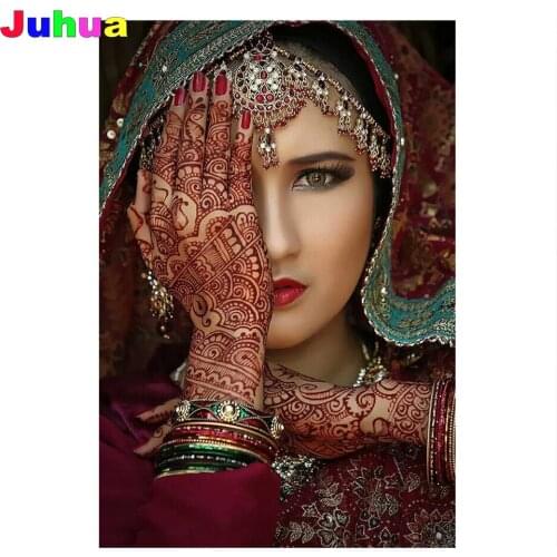 Indian girl Canvas diy Diamond Painting Mosaic 5D Full Square Round indian beauty diamond Embroidery home decor drop shipping