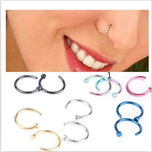 100 Pcs/Lot Nose Hoop Nose Rings Stainless Steel Body Piercing Jewelry 7 Colors Drop Shipping Body Jewelry