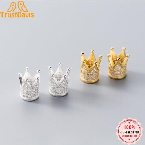 TrustDavis Real 925 Sterling Silver Fashion Sweet Crown CZ Pendant Handmade DIY Accessories Fine Jewelry Wholesale HY227