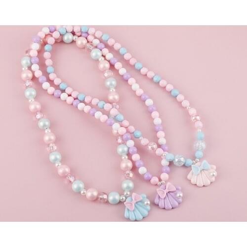 Makersland Kids Necklace Rainbow Pendants Beaded Necklace Candy Color Little Princess Cartoon Design Jewelry New Year Presents