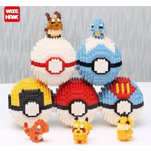 Poke Ball Micro Building Blocks Pikachu Eevee Charmander Psyduck Magikarp Lapras DIY Pokemon Mini Brick Figures Toys For Kids