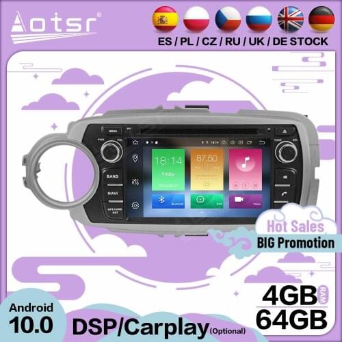 64G Carplay Multimedia Stereo Android 10 Player For Toyota Yaris 2012 2013 2014 2015 GPS BT Audio Radio 2 Din Receiver Head Unit