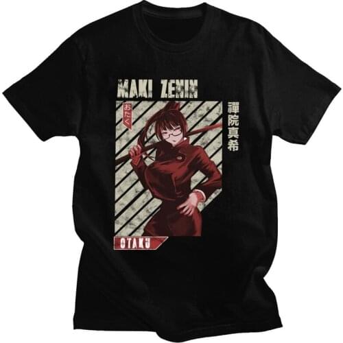 Male Jujutsu Kaisen Maki Zenin T Shirts Short Sleeve Cotton Tshirt Classic T-shirt Casual Anime Manga Tee Tops Slim Fit Apparel