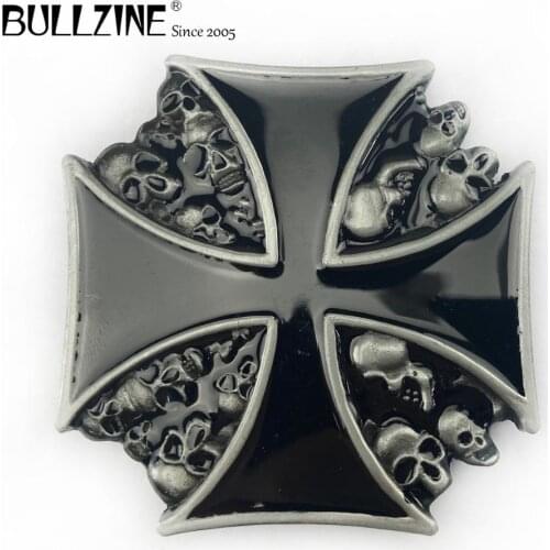 Bullzine wholesale zinc alloy retro cross skull belt belt buckle pewter finish FP-01235-1 LUXURIOUS cowboy gift belt buckle
