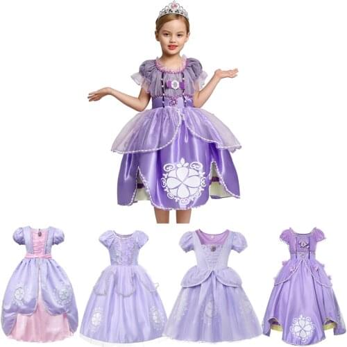 Sofia Princess Dress Girls Party Dress for Girl Christmas Vestidos Children Cosplay Costume Kids Baby Birthday Gift