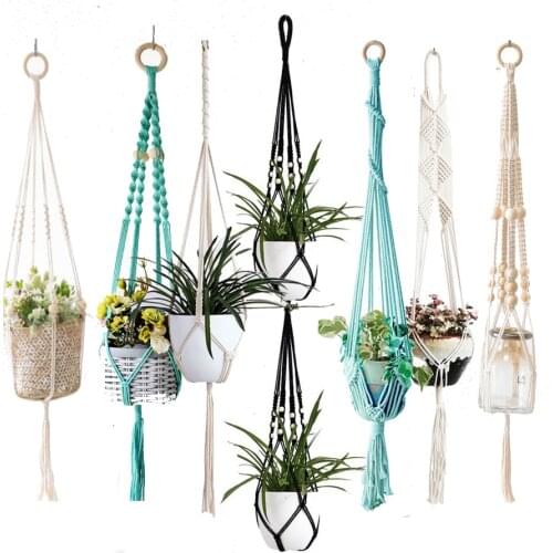 New arrival handmade macrame plant hanger macrame pot hanger flower pot tray for home macrame pot tray pot holder for home