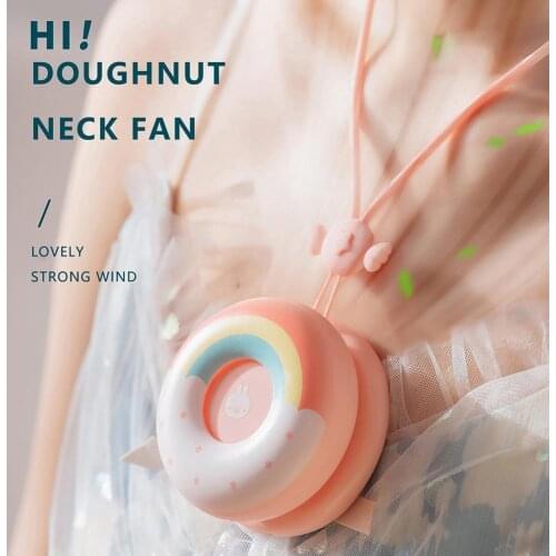Hanging Neck Fan Mini Portable Donut shape Desk Fan Handheld Mini Cooling Fan Air Conditioner Humidifier for Outdoor