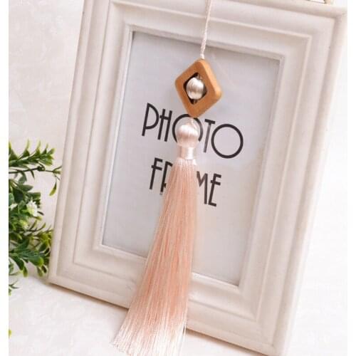 QGVLish 10Pcs Wood Small Cord Tassel Fringe Curtain Accessories DIY Sewing Valance Stage Cushion Sofa Key Tassels Tie Back Decor