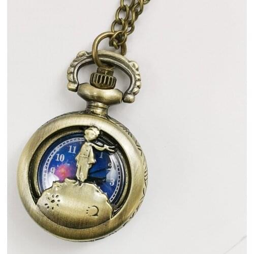 Wholesale Small Bronze Prince Quartz Pocket Watches Vintage Bronze Pendant Men Women Fob Chain Watch TD2146