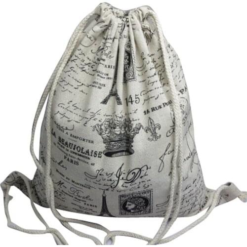 Unisex Drawstring Bag Backpack European Retro Canvas Backpacks Women Men Travel Clothes Cosmetic Shoulder Bags Handbag Torebka