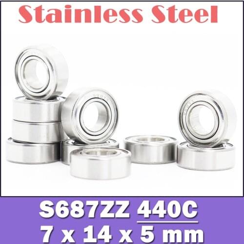 S687ZZ Bearing 7*14*5 mm ( 10PCS ) ABEC-1 440C Roller Stainless Steel S687Z S687 Z ZZ Ball Bearings
