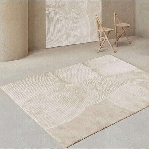 Nordic Living Room Ins Carpet Tapetes De Sala Bedroom Light Luxury Household Wabi-Sabi Striped Simple Bedside Blanket