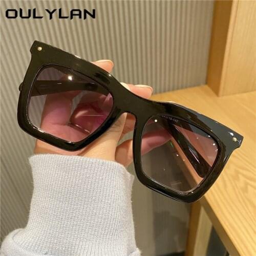 Oulylan New Oversized Sunglasses Women Square Sun Glasses Men Luxury Designer Vintage Outdoors Spectacles UV400 Shades Black