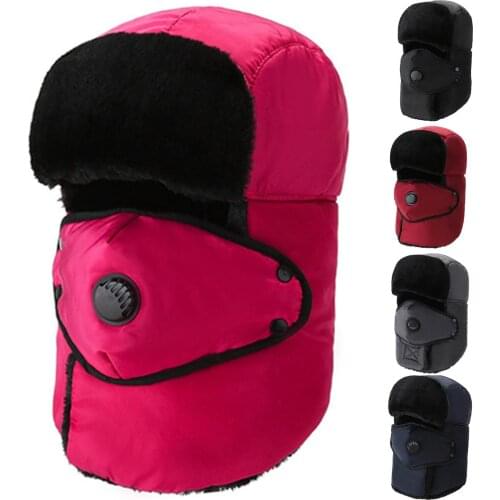 Unisex Winter Thicken Warm Face Cover Breathing Valve Cotton Earmuffs Snow Cap