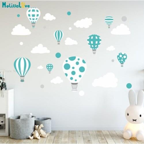Hot Air Balloons Wall Stickers Kids Baby Room Decor Self-adhesive Nursery Decals Custom Colors Murals Vinyl YT5480