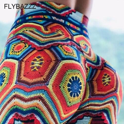 Women Sports Yoga Pants Compression Tights Colorful Print Seamless Pants Stretchy High Waist Run Fitness Leggings Hip Push Up