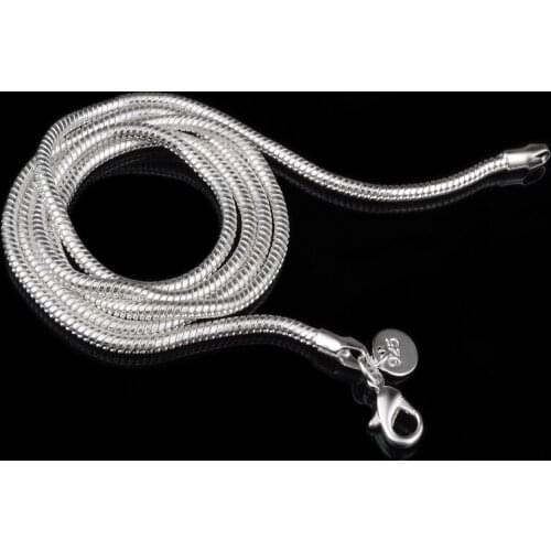 Fnixtar 2.4mm Women Snake Chain Necklace Jewelry 925 Sliver Plated Chain Fashion Necklace for Women Jewelry Making