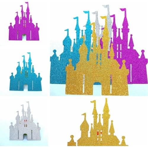 1pc Princess Castle Gold Silver Blue Purple Cake Topper Wedding Baby Shower Favor Kids Birthday Party Cake Decor Supplies