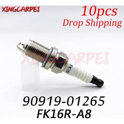 10pcs/lots FK16R-A8 90919-01265 Dual Iridium Spark Plugs for Toyota YARIS PRIUS C 1.5 12-19 For Hybrid 9091901265 FK16RA8