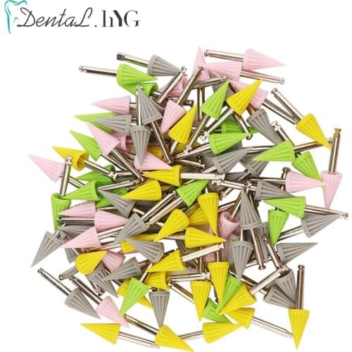 100pcs Dental Polishing Cup Brush Dentist Tool Rubber Silicone Tapered Prophy Polishing Cup Teeth Whitening Products