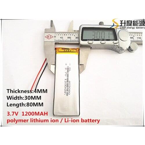 2pcs [SD] 3.7V,1200mAH,[403080] Polymer lithium ion / Li-ion battery for TOY,POWER BANK,GPS,mp3,mp4,cell phone,speaker