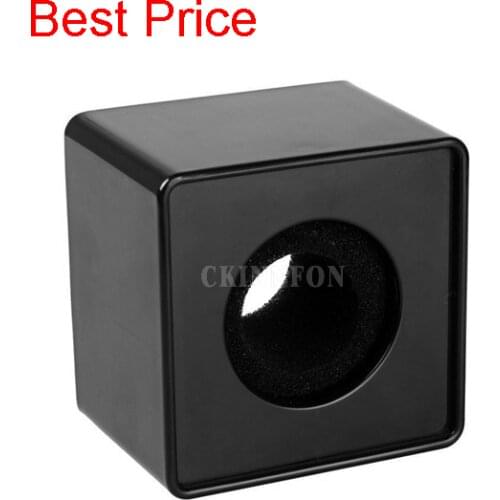 100Pcs/Lot 40mm ABS Injection Molding Square Portable Cube Shaped Interview Mic Microphone Logo Flag Dark Box
