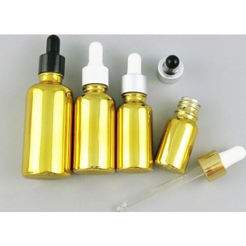 200 x 30ml Gold glass essential oil bottle with Aluminium dropper 1oz 5ml 10ml 20ml 50ml 100ml glass essential oil containe