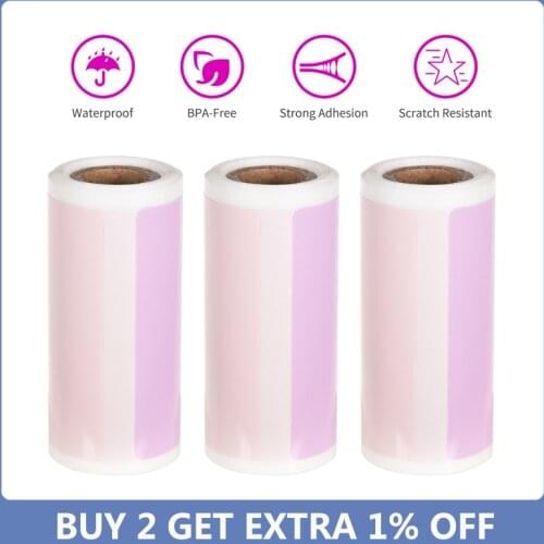 3 Rolls Direct Thermal Labels Self-Adhesive Thermal Paper Roll 2x1.2 Inch 100 Sheets For Peripage Paper Pocket Thermal Printer