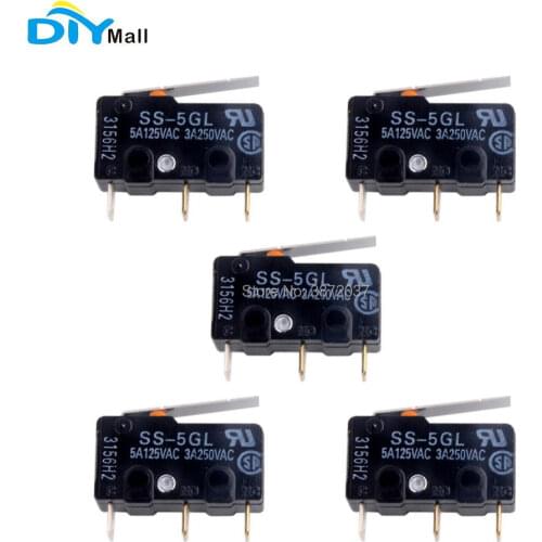 5pcs DIYmall Omron SS-5GL Limit Switch 3 Pins Microswitch Micro Switch 5A 1.47N for 3D Printer RAMPS 1.4