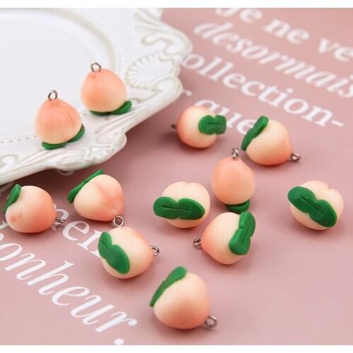 6pcs Korean Fashion Handmade Resin Simulation Peach Pendant Fruit Earrings For Women Girl Cute Material Diy Jewelry Accessories