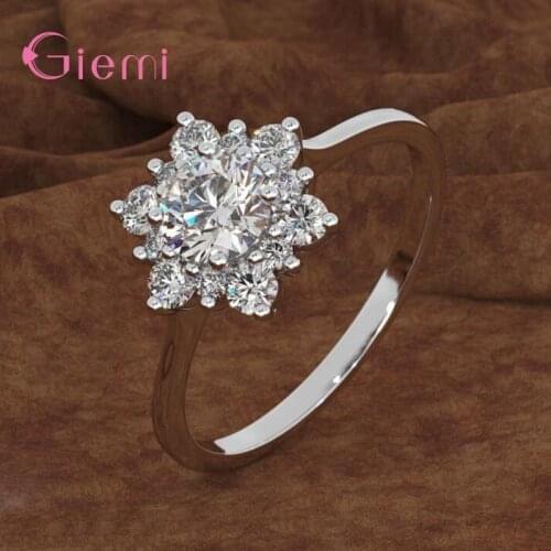 Free Shipping Genuine 925 Sterling Silver Rings For Women Sparkling Crystal Ring Jewelry Accessory Modern Women Jewelry