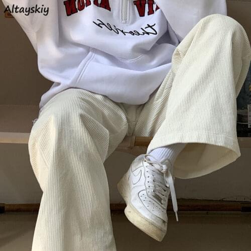 Casual Pants Women Spring Solid All Match Harajuku Elastic Waist Streetwear Students Wide Leg Loose Trousers Korean Style Female