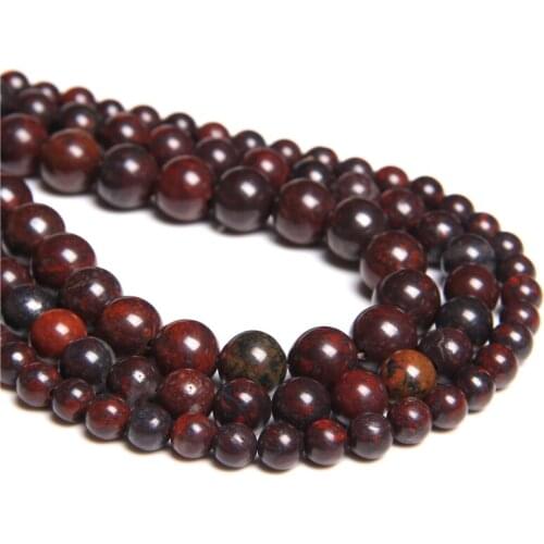 Natural Bloodstone Beads 4 6 8 10 12mm Round Loose Spacer Beads for Jewelry Making DIY Bracelet Necklace Wholesale 15" Strand
