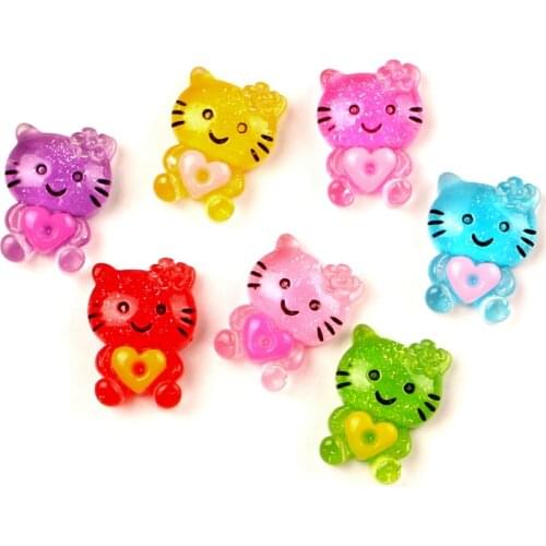 50Pcs Mixed Cats Resin Decoration Crafts Beads Flatback Cabochon Scrapbook Kawaii DIY Embellishments Accessories Buttons