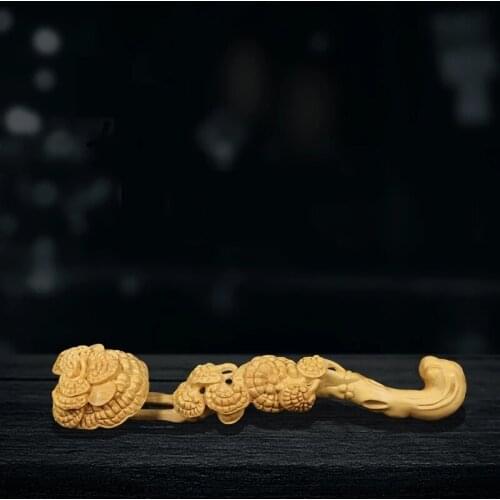 Chinese Style Lingzhi wood Ruyi Figure Magical mushroom state Carving Home Decoration Car Decorations Wooden Handicrafts Gifts