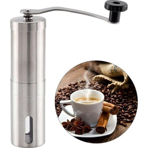 2 Size Manual Ceramic Coffee Grinder Stainless Steel Adjustable Coffee Bean Mill with Rubber Loop Ring Easy Clean Kitchen Tools