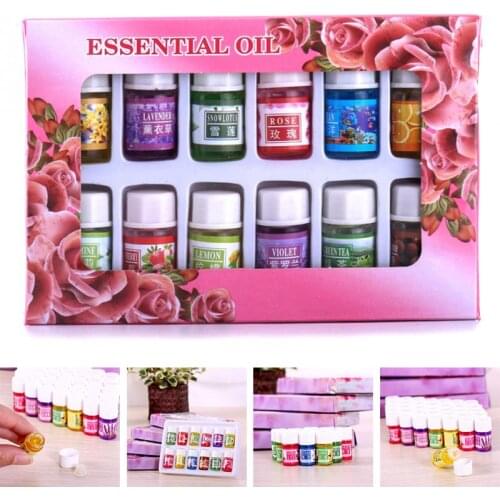 Room air freshener 12 Bottles/set 3ML Natural Aroma Fragrance Essential Oil Set for Aromatherapy Humidifier Water Soluble #1024