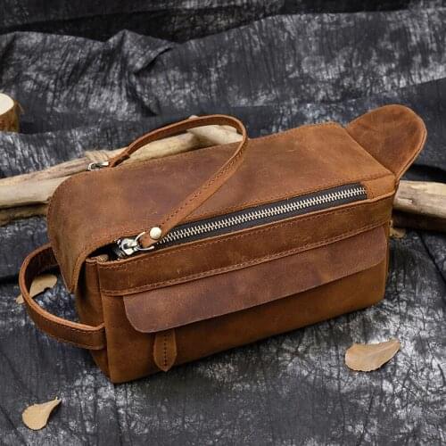 Luufan Latest Design Clutch Bag Big Capacity Hand Bag For Make Up Storage Bags Genuine Leather Buggy Bag Brown Pounch Men