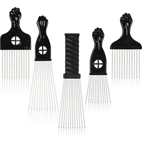 Leeven 5 Size Afro Comb Metal African American Pick Comb Hairdressing Styling Tool for Hair Styling professional style comb