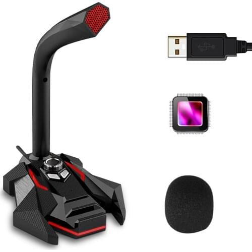 Dynamic Wired Gaming Condenser Microphone USB Studio Gaming 360 PC Microphone Microphone for Computer Single Microphone Tabletop