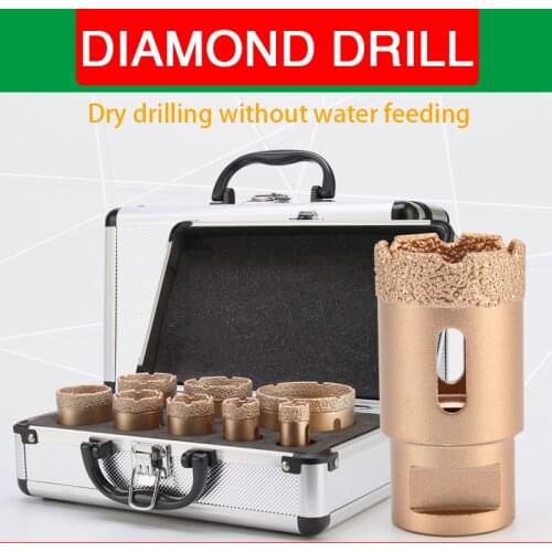 Marble Ceramic M14 Vacuum Brazed Diamond Drilling Bit With Box 5Pcs/6Pcs/8Pc Thread Dry Vacuum Brazed Diamond Drilling Core Bit