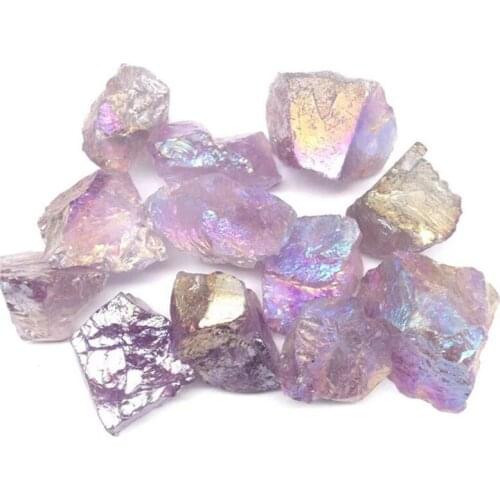 Natural Aura Amethyst Rough Stones Carved Raw Gemstone For Decoration